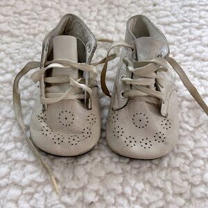 Penney’s Antique Leather Baby Toddler Walking Shoes - White (1952)